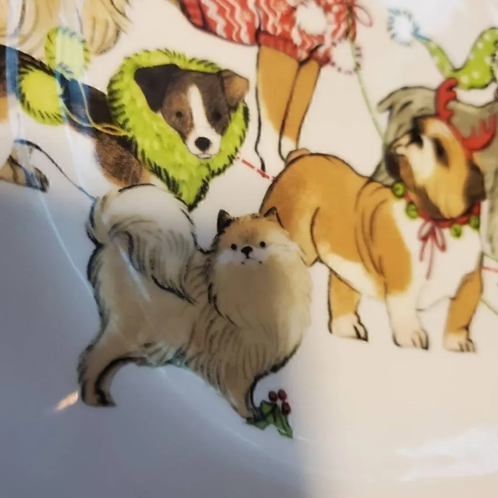 Pier 1 Imports Park Avenue Puppies Handpainted Ironstone Holiday Serving Plate